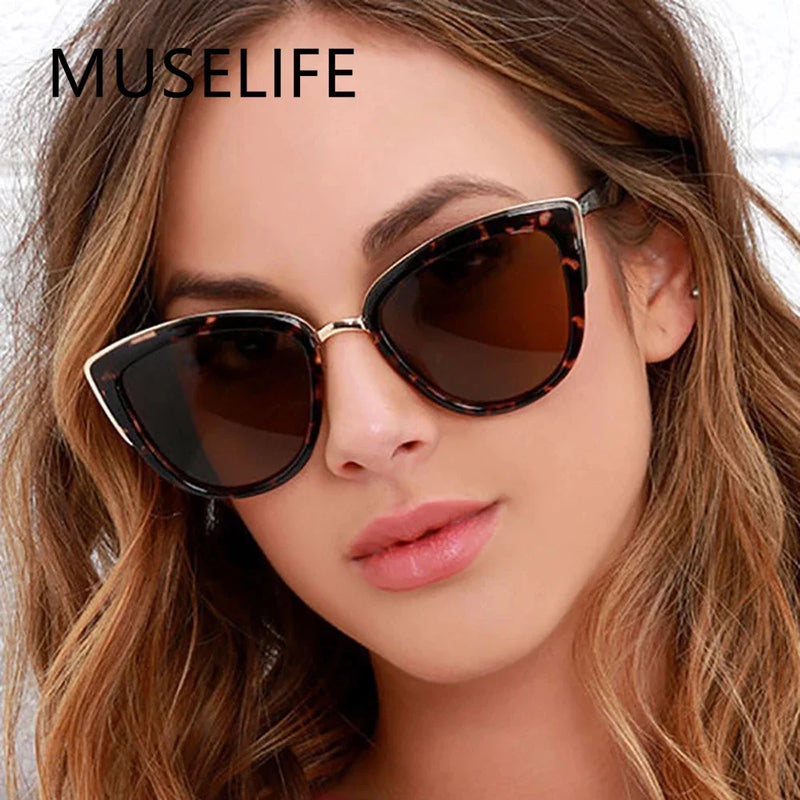Óculos de Sol MUSELIFE-CATEYE  - Óculos Gradiente, Olho de Gato Retro, UV400