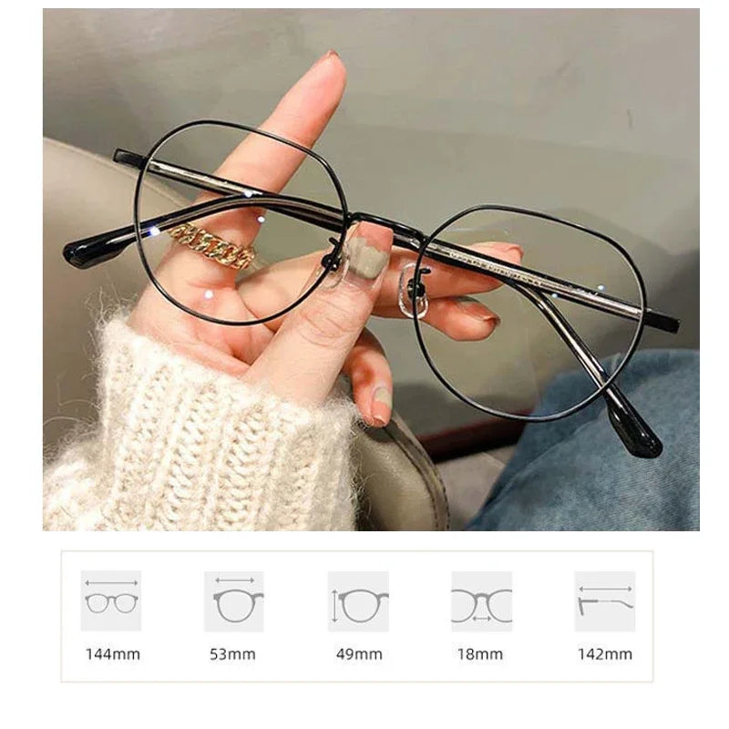 Óculos clássicos vintage anti-azul claro para mulheres e homens - Óculos miopia, óculos prescritos, menos dioptra, 1.0, 0.5to-6.0, luxo